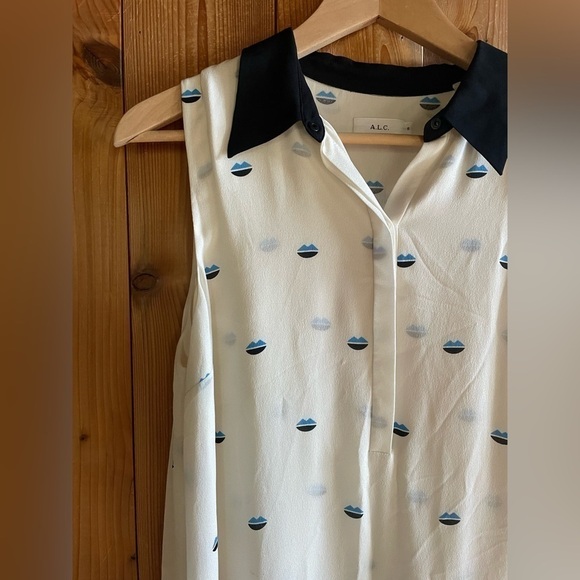 A.L.C. Reese Lips Print Silk Dress size 8 - Picture 6 of 9